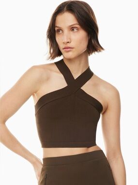 NWOT Aritzia Babaton Sculpt Knit Criss Cross Cropped Tank